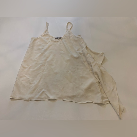 Helmut Lang Side Drape Asymmetrical Hem Tank Top Blouse Party Cream medium (L) - Picture 1 of 7